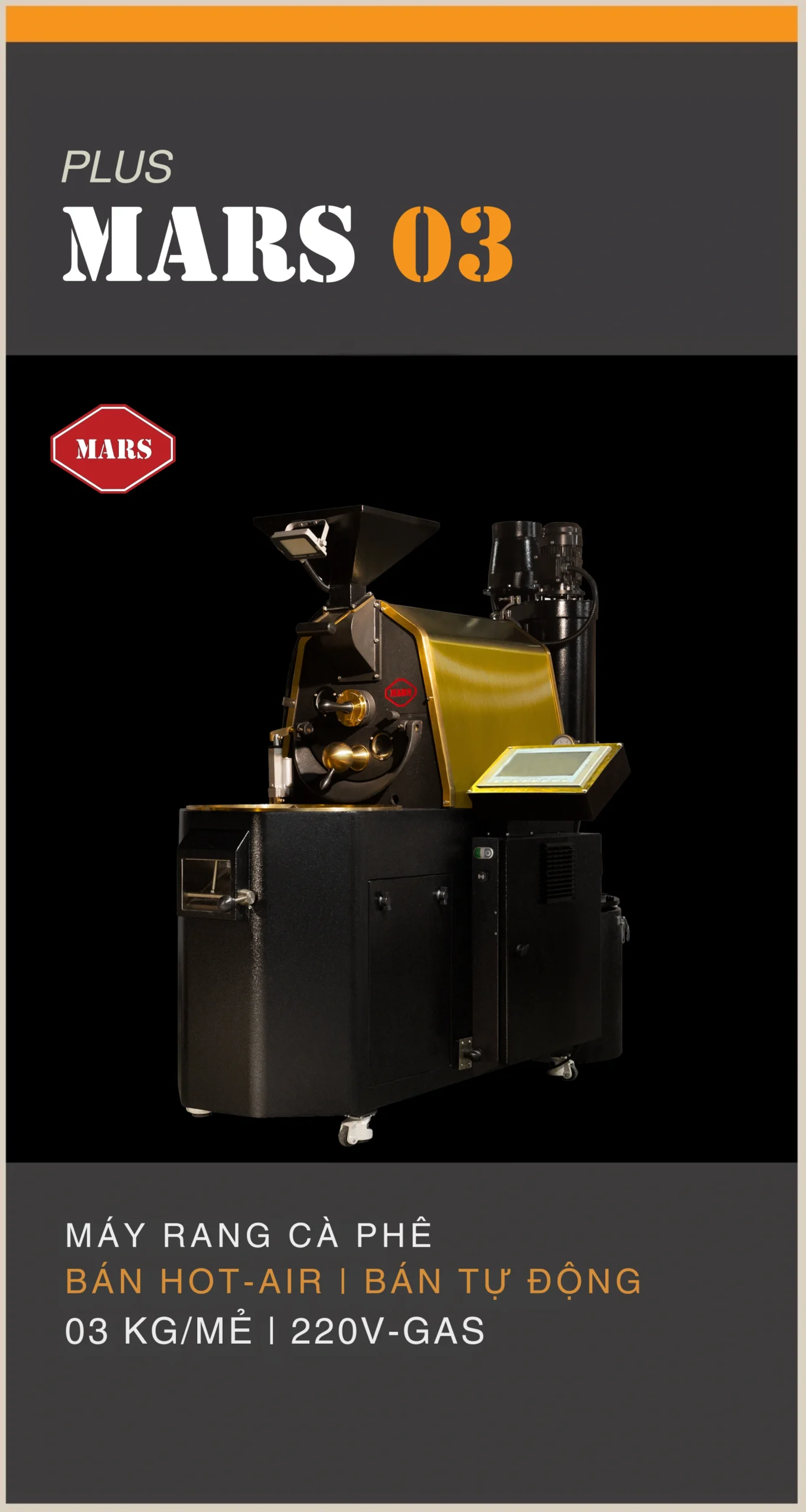Máy rang cà phê 03kg Mars 03 Plus