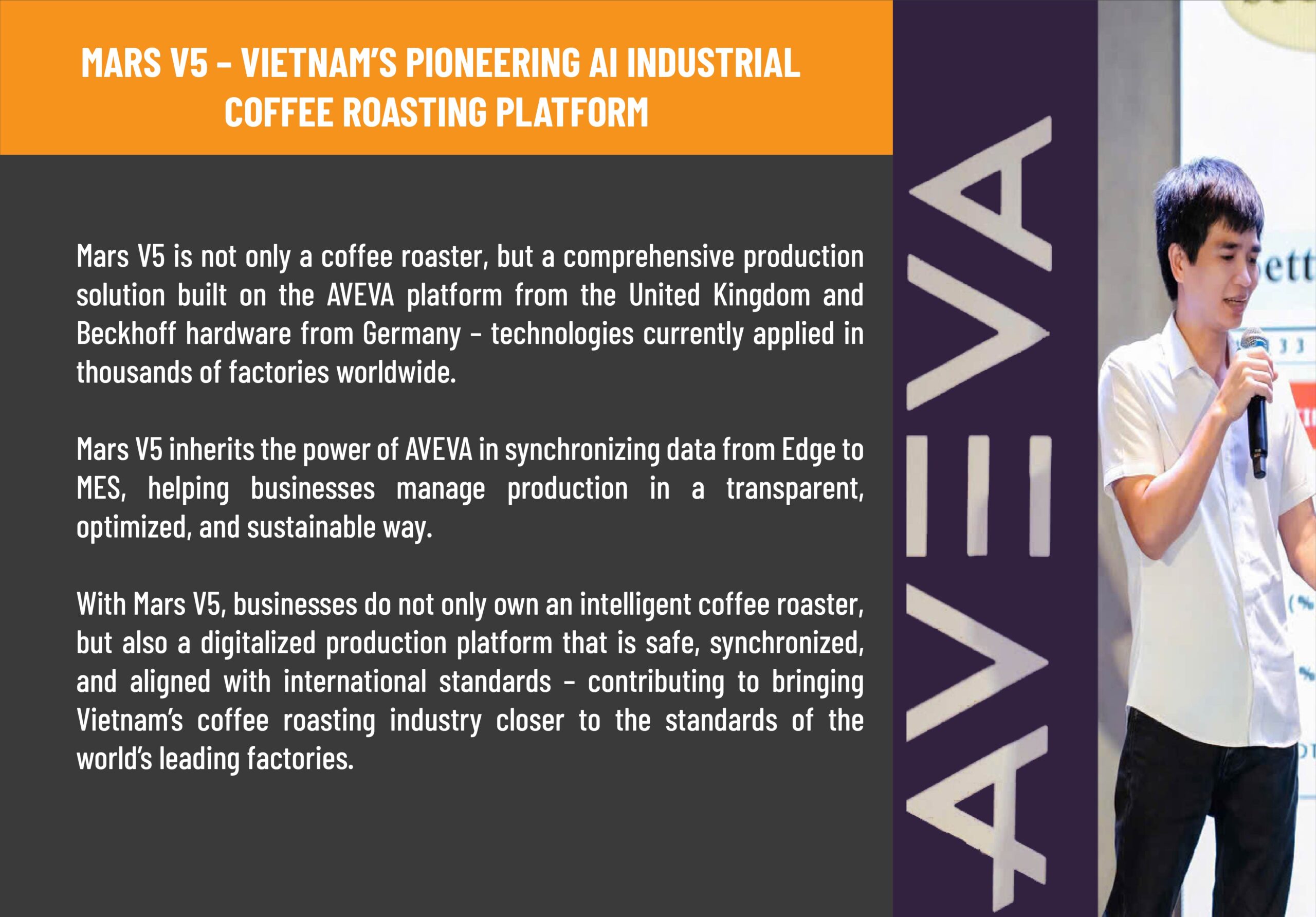 Mars Roaster partners with AVEVA to apply digital technology to coffee roasting systems, improving automation and data management.